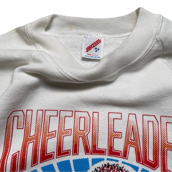 Vintage 90s Cheerleader Pullover Sweatshirt Jerzees Medium Flaws - Picture 4 of 7